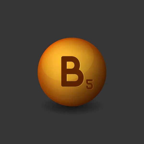 Vitamin b5 orange Hochglanz-Kugel-Symbol auf dunklem Hintergrund. Vektor — Stockvektor