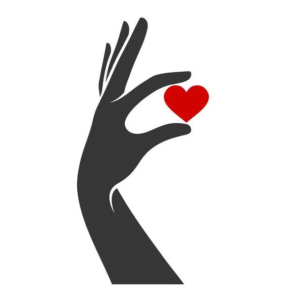 Mano con Icono del Corazón. Vector — Vector de stock