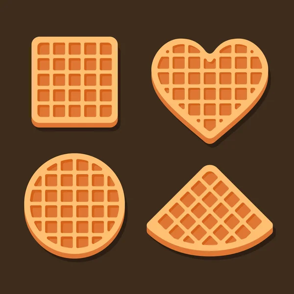 Belçika waffle Icon Set koyu arka plan üzerinde. Vektör — Stok Vektör