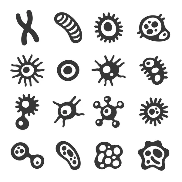 Bakterier och Virus ikoner Set. Vektor — Stock vektor