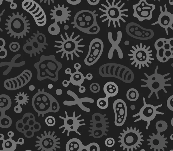 微生物、ウイルスや細菌のシームレスなパターン。ベクトル — ストックベクタ