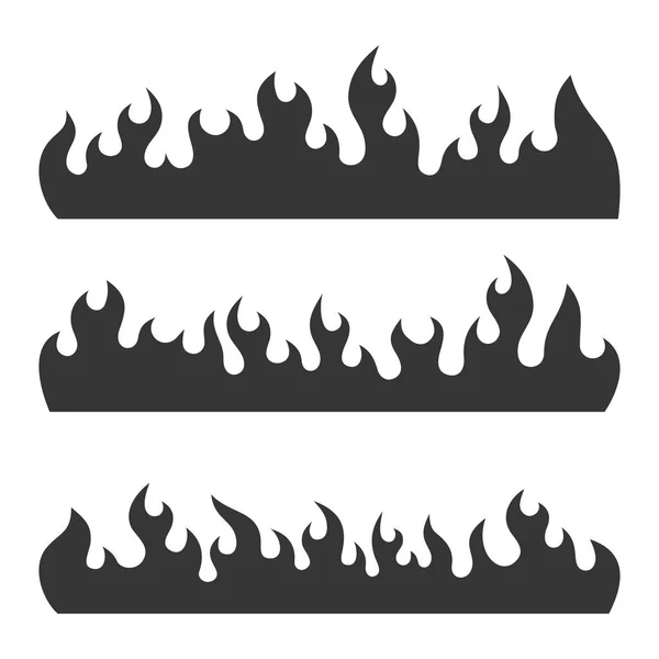 Fire Burning Flames Set on a White Background. Vector — Stock Vector
