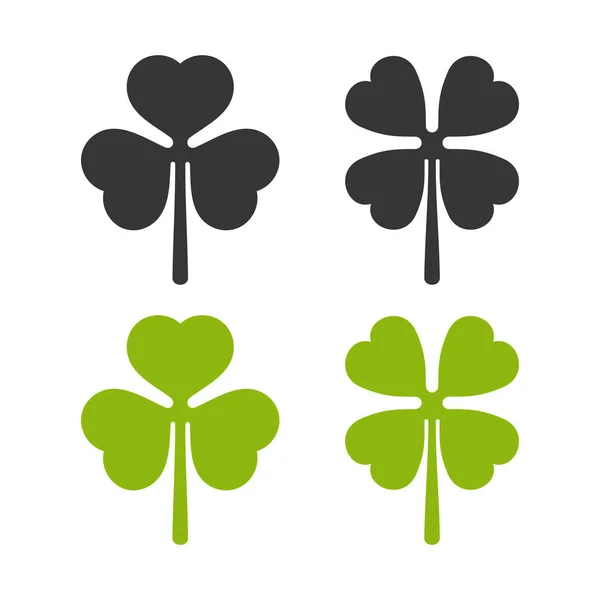 Set de iconos de hoja de trébol. Símbolo irlandés. Vector — Vector de stock
