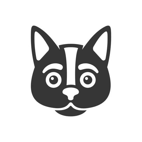 Ícone de cara de gato preto em fundo branco. Vetor — Vetor de Stock