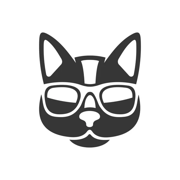 Hipster Cat Icon on White Background. Vector — Stock Vector