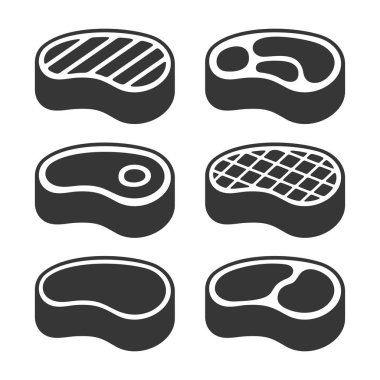 Biftek Icons Set. Vektör
