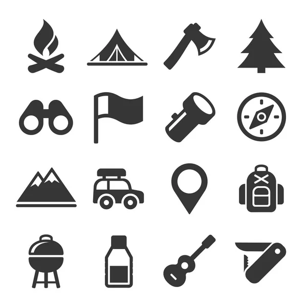 Wandelen en kamperen Icons Set. Vector — Stockvector