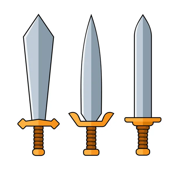 Espadas. Desenhos animados Set no fundo branco. Vetor — Vetor de Stock