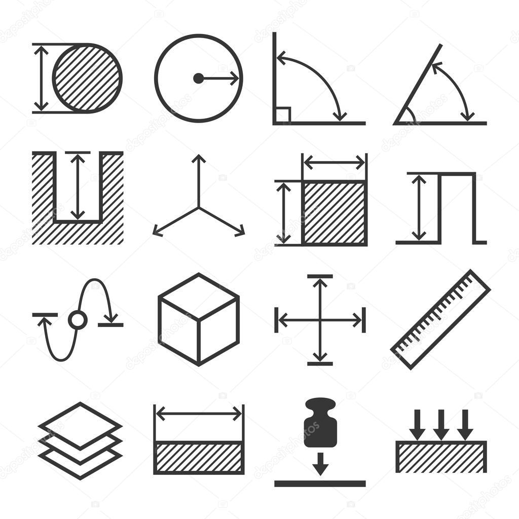 Measure Related Icons Set. Vector