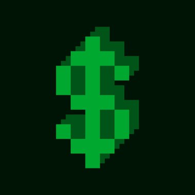 Doları sembolü piksel tarzı tasarım simgesi. Vektör