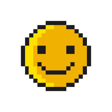 Beyaz Arkaplanda Smiley Pixel Sanat Tarzı. Vektör