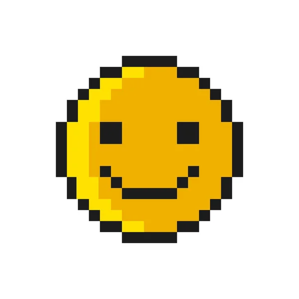 Smiley Pixel Art Style sur fond blanc. Vecteur — Image vectorielle