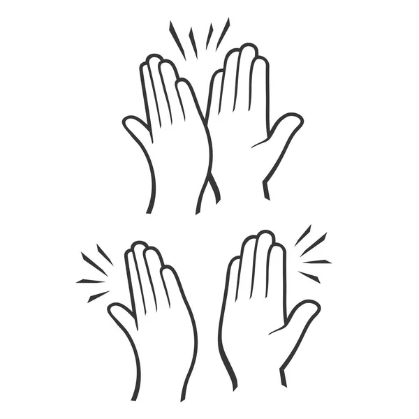 Två händer ger en hög fem ikoner anger. Vektor — Stock vektor