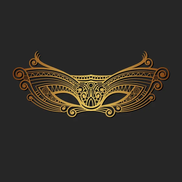 Carnaval Mardi Gras Gold Mask. Vector — Stock Vector
