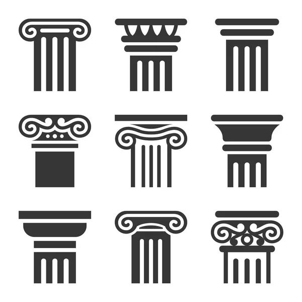 Antike Säulensymbole gesetzt. Vektor — Stockvektor