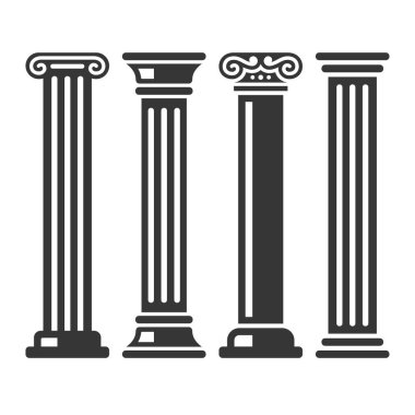 Antik sütunlar Icon Set. Vektör