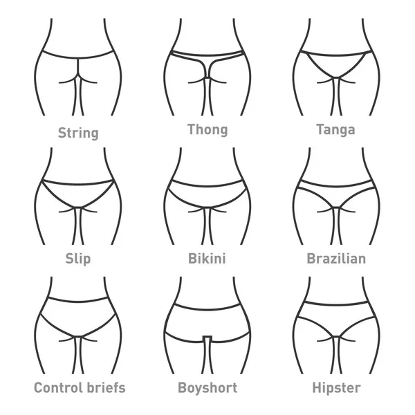 Prádlo ženy kalhotky typy. Vektor — Stockový vektor