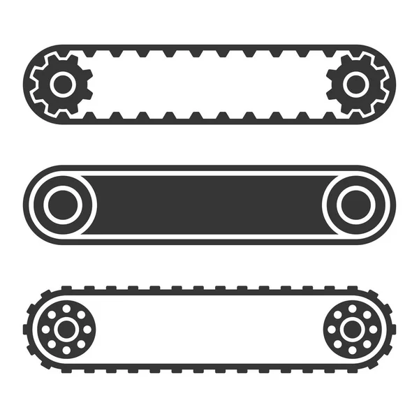 Línea de cinta transportadora establecida sobre fondo blanco. Vector — Archivo Imágenes Vectoriales