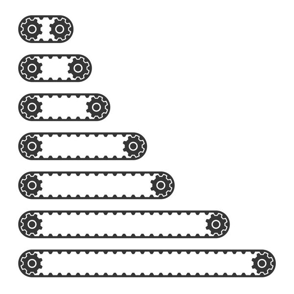 Conveyor Belt Line Set on White Background. Vector