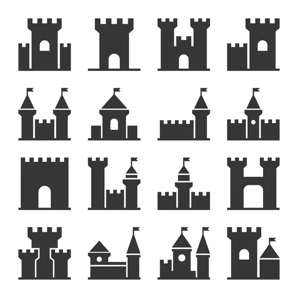 Castillo icono conjunto — Vector de stock