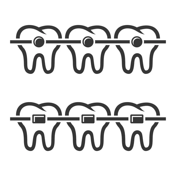 Dientes ortodoncia iconos establecidos sobre fondo blanco. Vector — Vector de stock