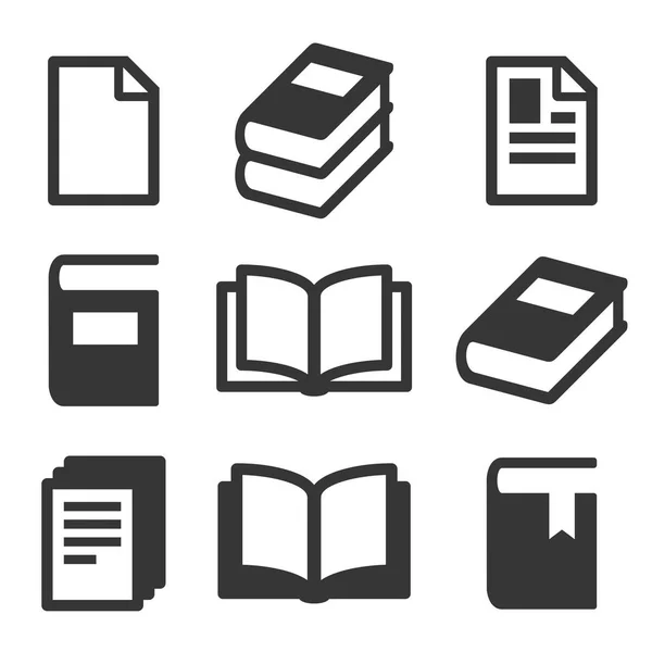 Ícones de livro definidos no fundo branco. Vetor —  Vetores de Stock