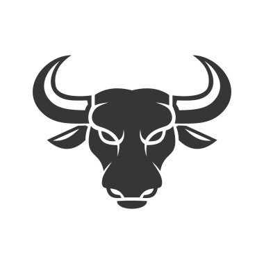 Boğa yüz Logo. Beyaz bir arka plan iş simgesi. Vektör