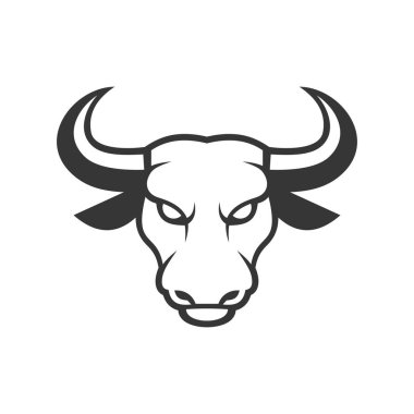 Boğa yüz Logo. Beyaz bir arka plan iş simgesi. Vektör