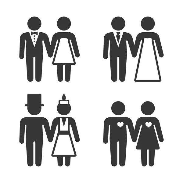 Couple Getting Married Icons Set. Vector — Stock Vector