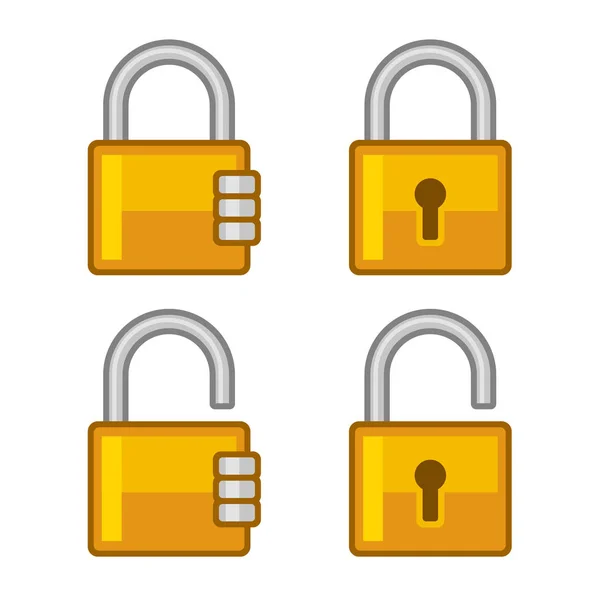 Lock Icons Set. Vlakke stijl Vector — Stockvector