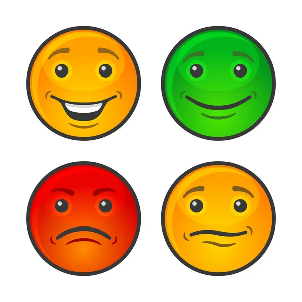 Conjunto de ícones de rosto sorridente de cor. Vetor — Vetor de Stock