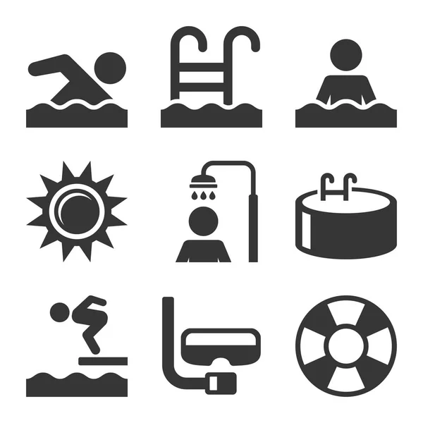 Zwembad Icons Set op witte achtergrond. Vector — Stockvector