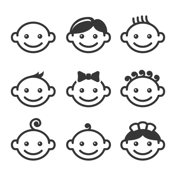 Set icone per il viso del bambino — Vettoriale Stock