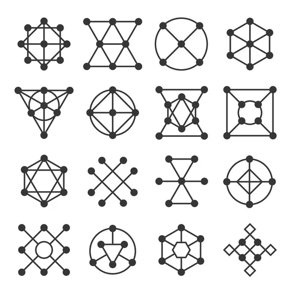 Conjunto de signos geométricos de forma. Logos de estilo de línea. Vector — Vector de stock