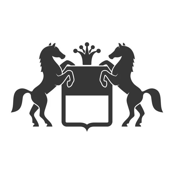 Emblème héraldique vintage avec des chevaux. Vecteur — Image vectorielle
