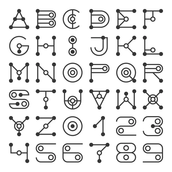 Alfabetletters op basis van geometrische vormelementen. — Stockvector