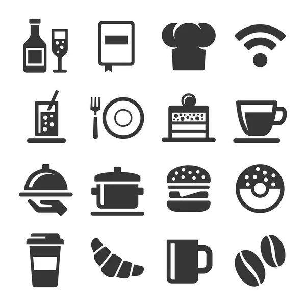 Café y restaurante iconos ambientado en fondo blanco. Vector — Vector de stock