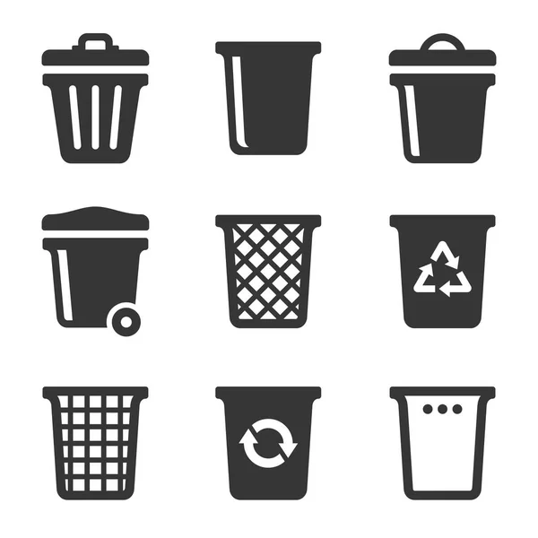 Garbage Icons Set on White Background. Vector — Stock Vector