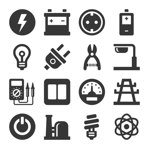 Conjunto de icono de electricidad — Archivo Imágenes Vectoriales