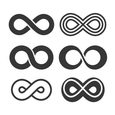 Sonsuzluk sembolü Icons Set. Vektör