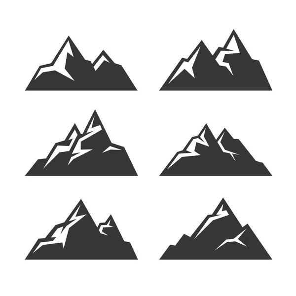 Mountain Icons Set on White Background. Vector — Stock Vector