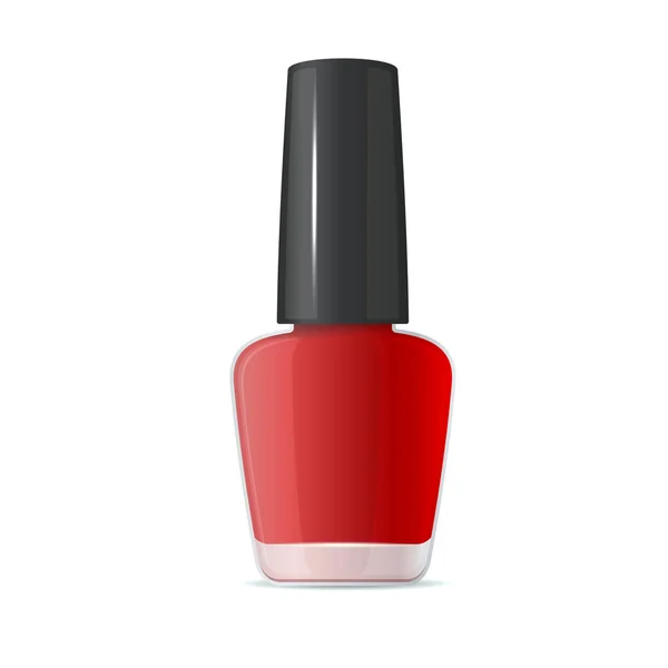 Botella de esmalte de uñas rojo sobre fondo blanco. Vector — Vector de stock