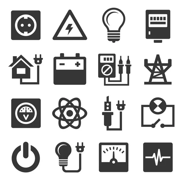 Energie elektřiny ikony nastavit — Stockový vektor