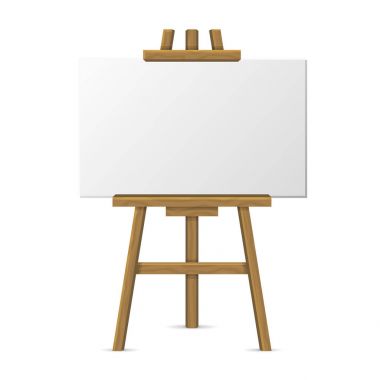 Wooden Easel with Blank Canvas on White Background. Vector clipart