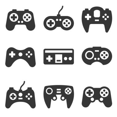 Beyaz arka plan üzerinde gamepads Icon Set. Vektör