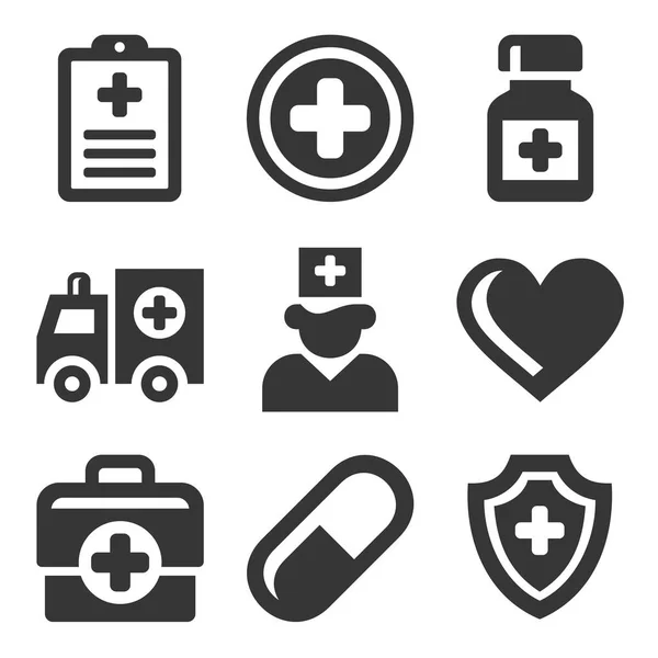 Hälso-och sjukvård medicinsk ikoner Set. Vektor — Stock vektor