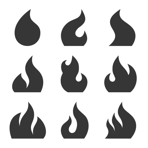 Fire Icon Set on White Background. Vector — Stock Vector