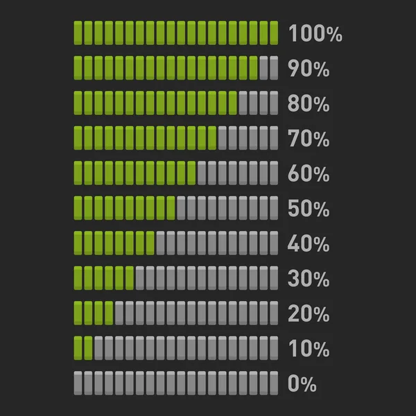 Barre de progression verte sur fond sombre. Vecteur — Image vectorielle