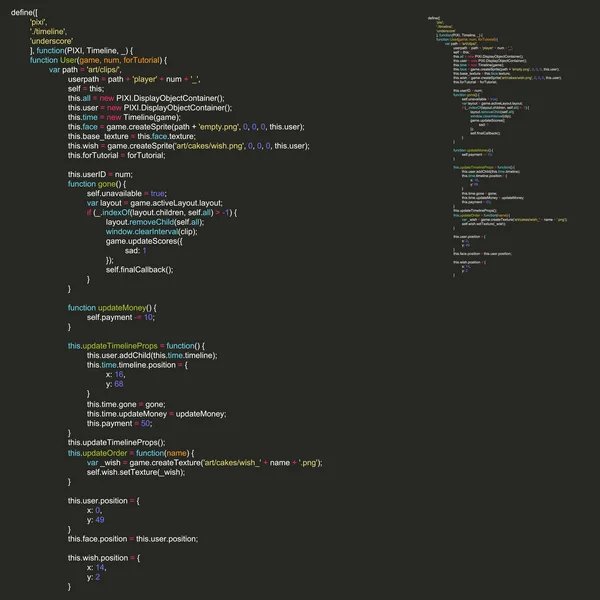 Program kodu listeleme, programlama arka plan. Vektör