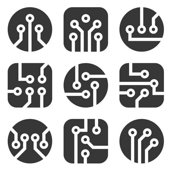 Conjunto de iconos de CPU y chips. Vector — Archivo Imágenes Vectoriales